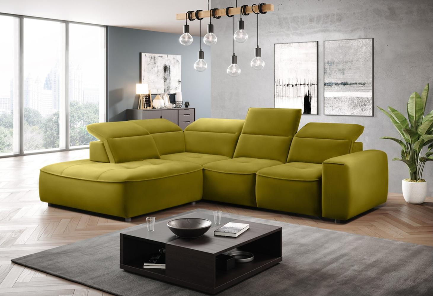 Stylefy Colton L Ecksofa Struktur JAZZ Gelb Links Bild 1