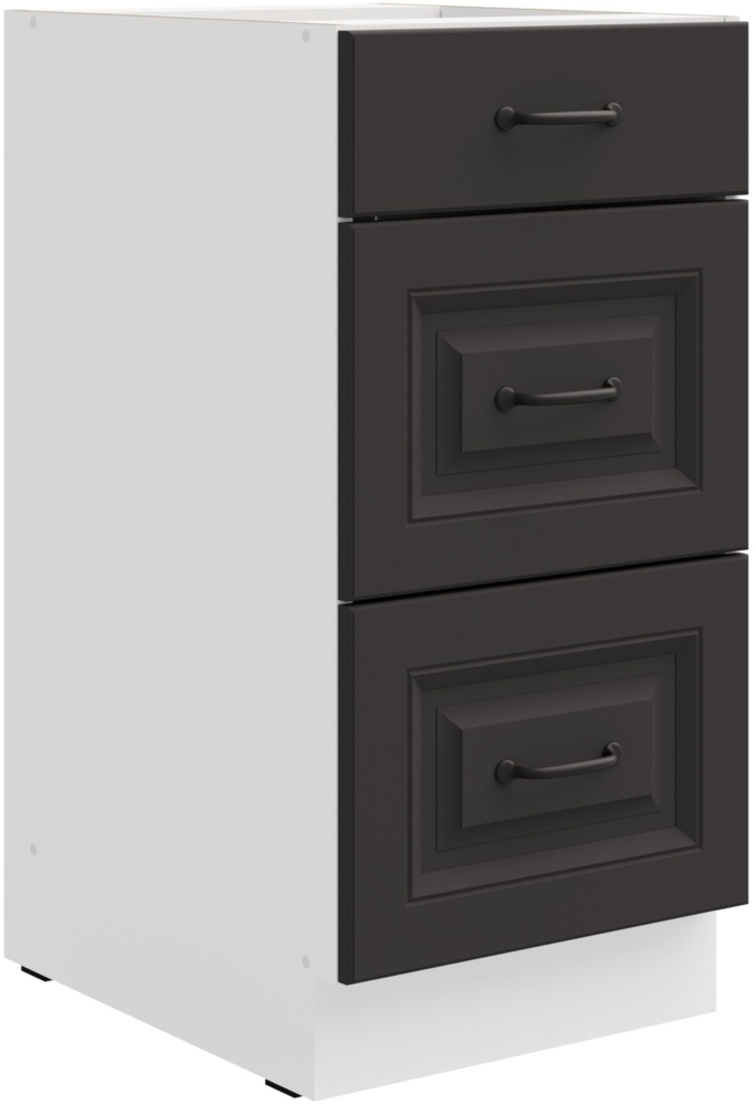 Küchen Unterschrank 40 cm Stilo Grau + Weiss Vollauszug Soft-Close Küche Einbauküche Landhaus Bild 1