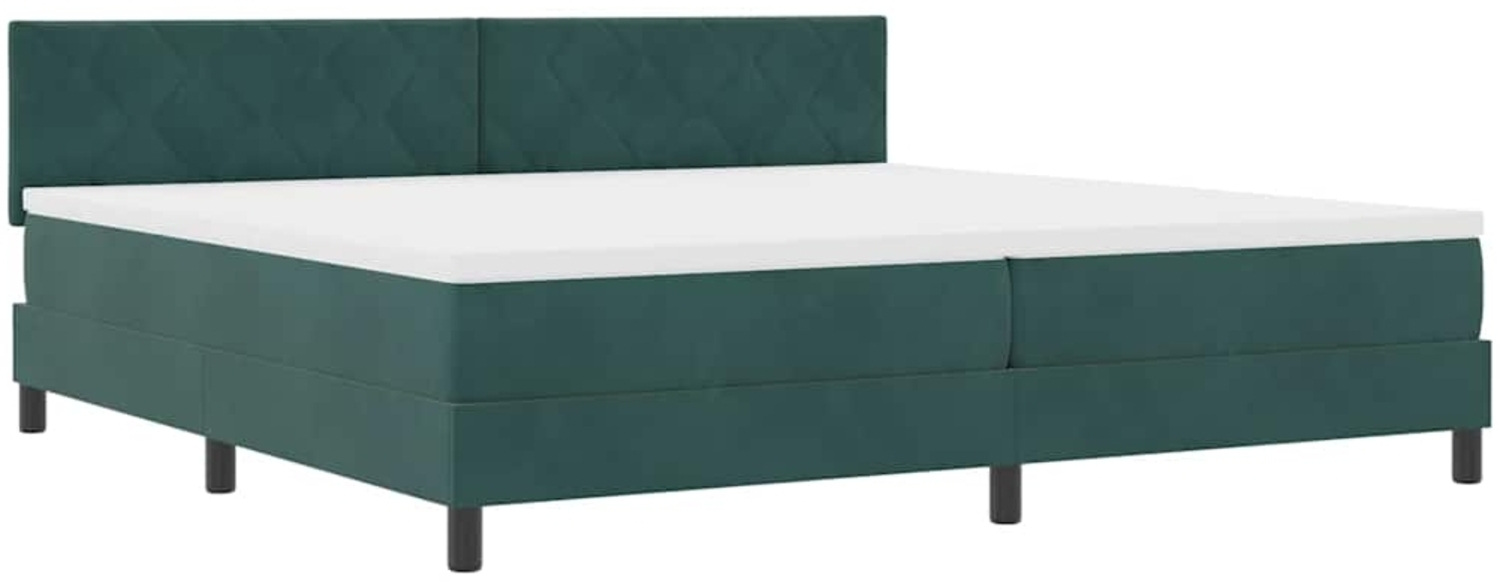 vidaXL LED Boxspringbett mit Matratze Dunkelgrün 200 x 200 cm Samt 3342743 Bild 1