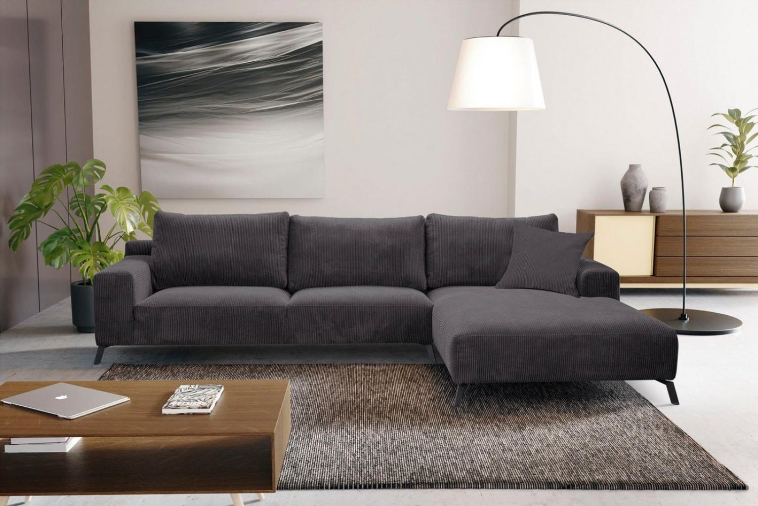 WERK2 Ecksofa Faro L-Form, XXL Design Ecksofa mit hohem Komfort in trendigem Cord & Samtvelours Bild 1