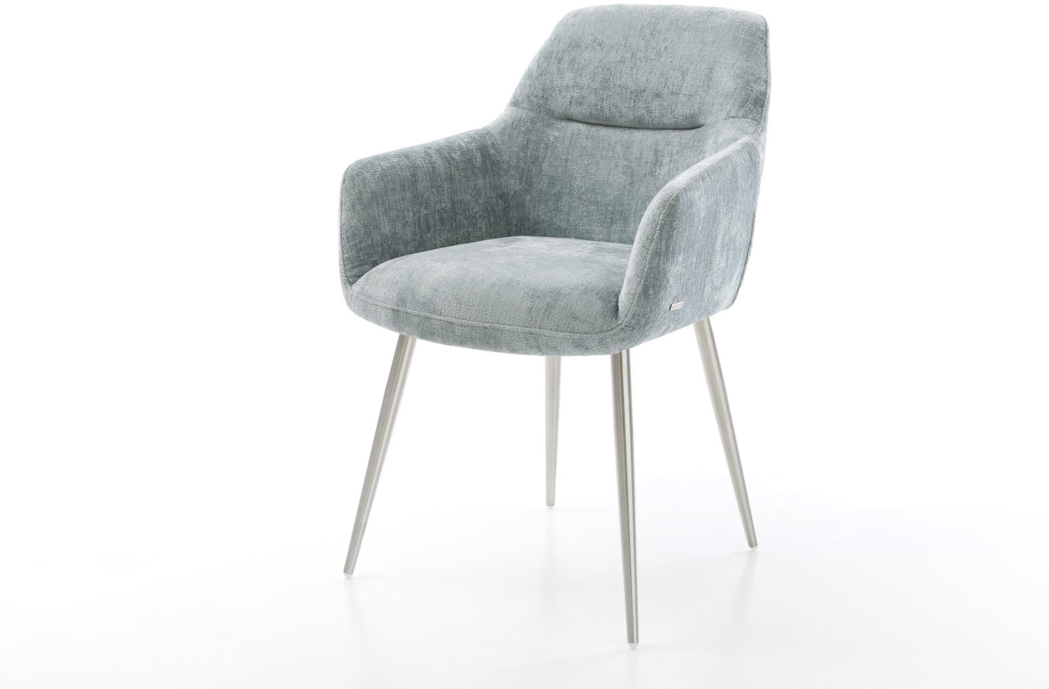 Esszimmerstuhl Pejo-Flex Chenille Pastellblau 4-Fuß konisch Edelstahl Taschenfederkern Bild 1