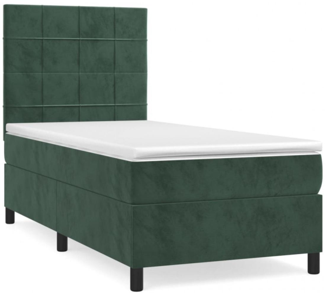 vidaXL Boxspringbett mit Matratze Dunkelgrün 80x200 cm Samt Bild 1