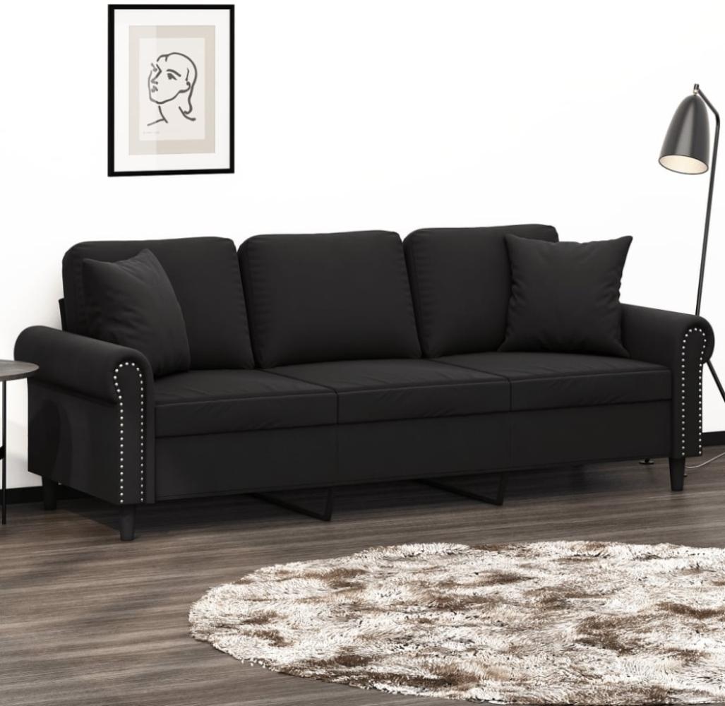 vidaXL 3-Sitzer-Sofa mit Zierkissen Schwarz 180 cm Samt 3200960 Bild 1