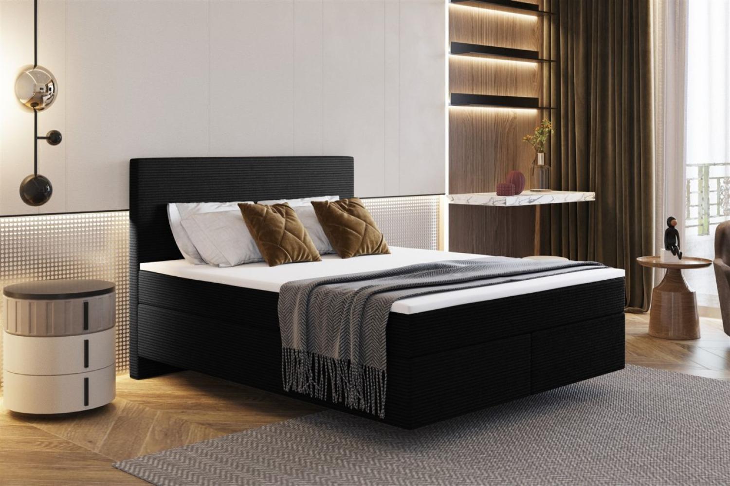 Boxspringbett Schlafzimmerbett DEVIL Premium 180x200 cm in Stoff Scala Schwarz Bild 1