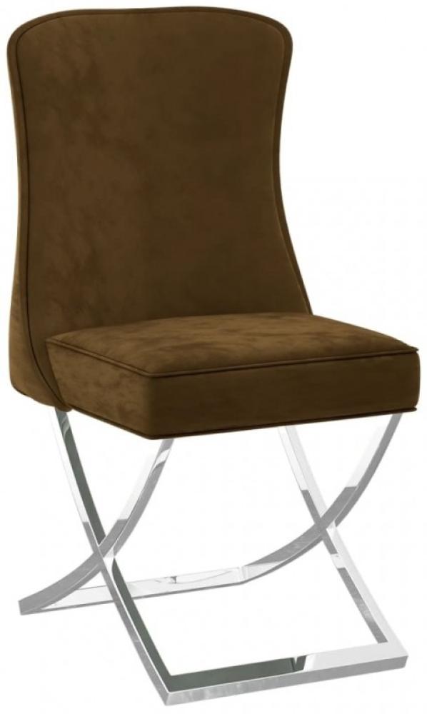 vidaXL Esszimmerstuhl Braun 53 x 52 x 98 cm Samt & Edelstahl Bild 1