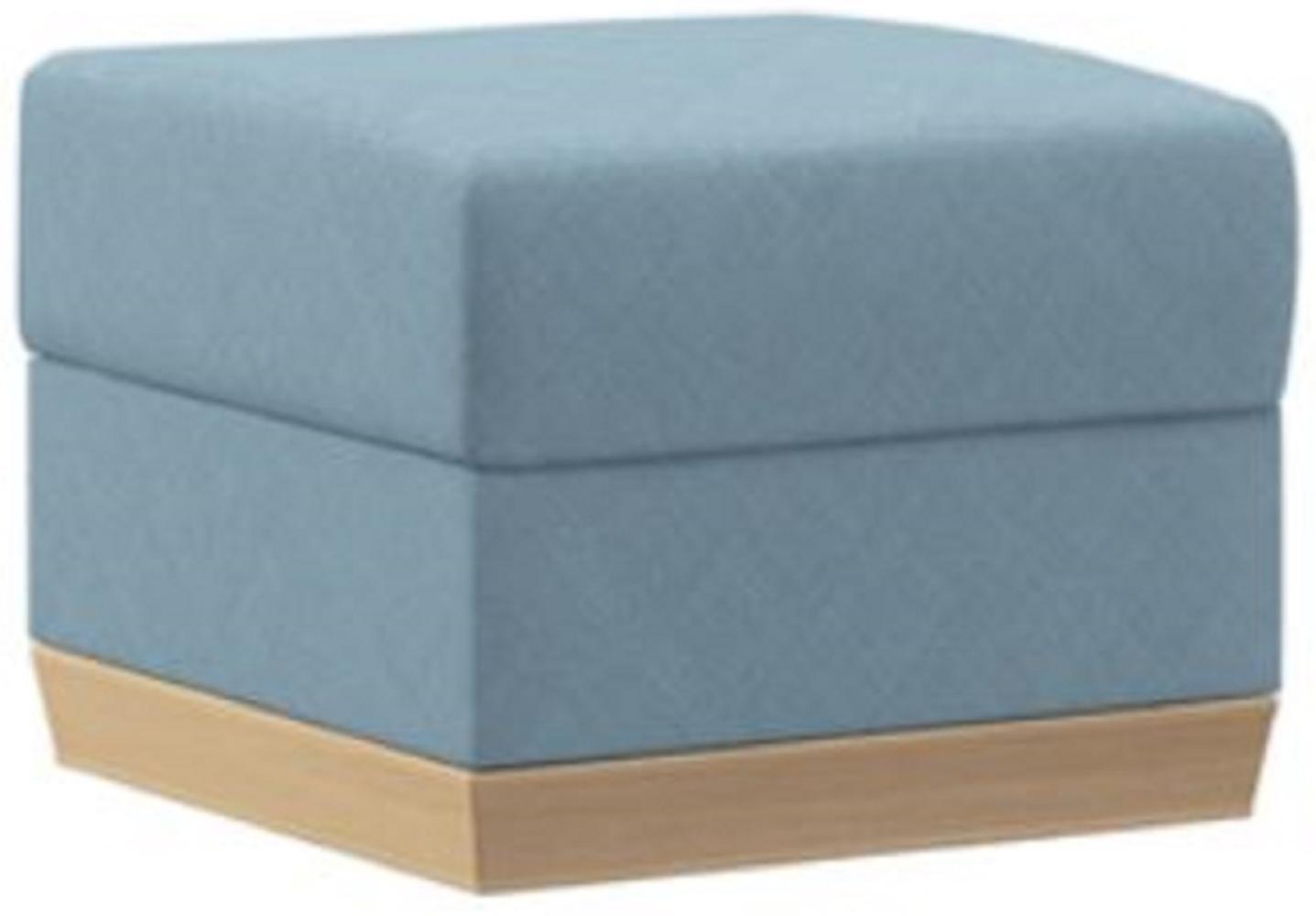 Casa Padrino Hocker Hellblau / Naturfarben 60 x 60 x H. 46 cm - Moderner Wohnzimmer Sitzhocker - Fußhocker - Wohnzimmer Möbel Bild 1