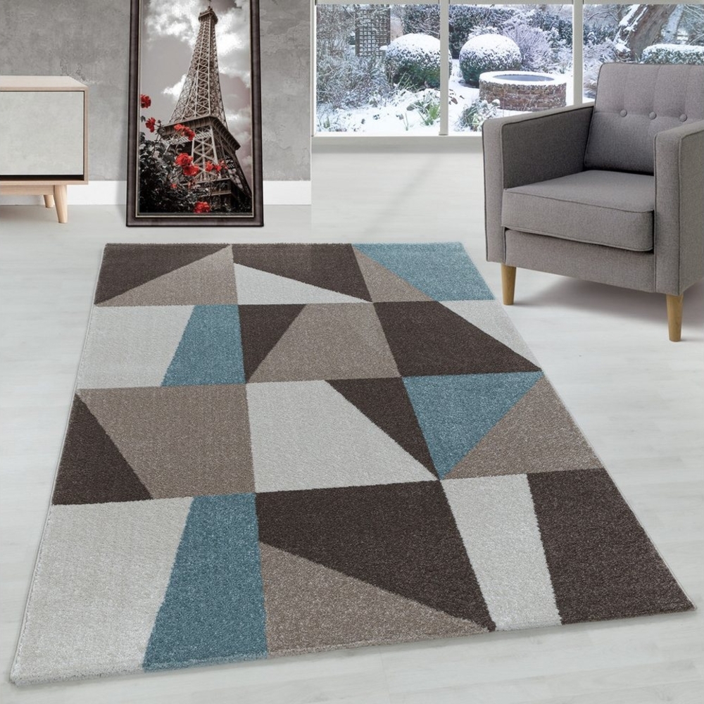 Carpettex Frisé-Teppich Ombre Design, Läufer, Höhe: 10 mm, Kurzflor Teppich Ombre Design Blau Modern Stil Stil Teppich Wohnzimmer Bild 1