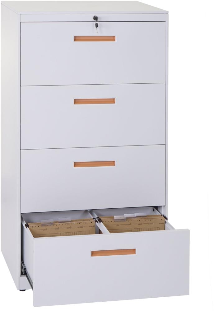 Hängeregisterschrank HWC-A10, Aktenschrank Büroschrank Stahlschrank, A4 abschließbar ~ 132x76x46cm weiß Bild 1