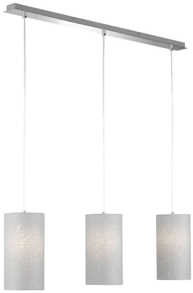 FISCHER & HONSEL LED Pendelleuchte, Dimmfunktion, LED wechselbar, Warmweiß, Designklassiker Zylinder Stoff-Schirm 3 flammig hängend 110cm lang Bild 1