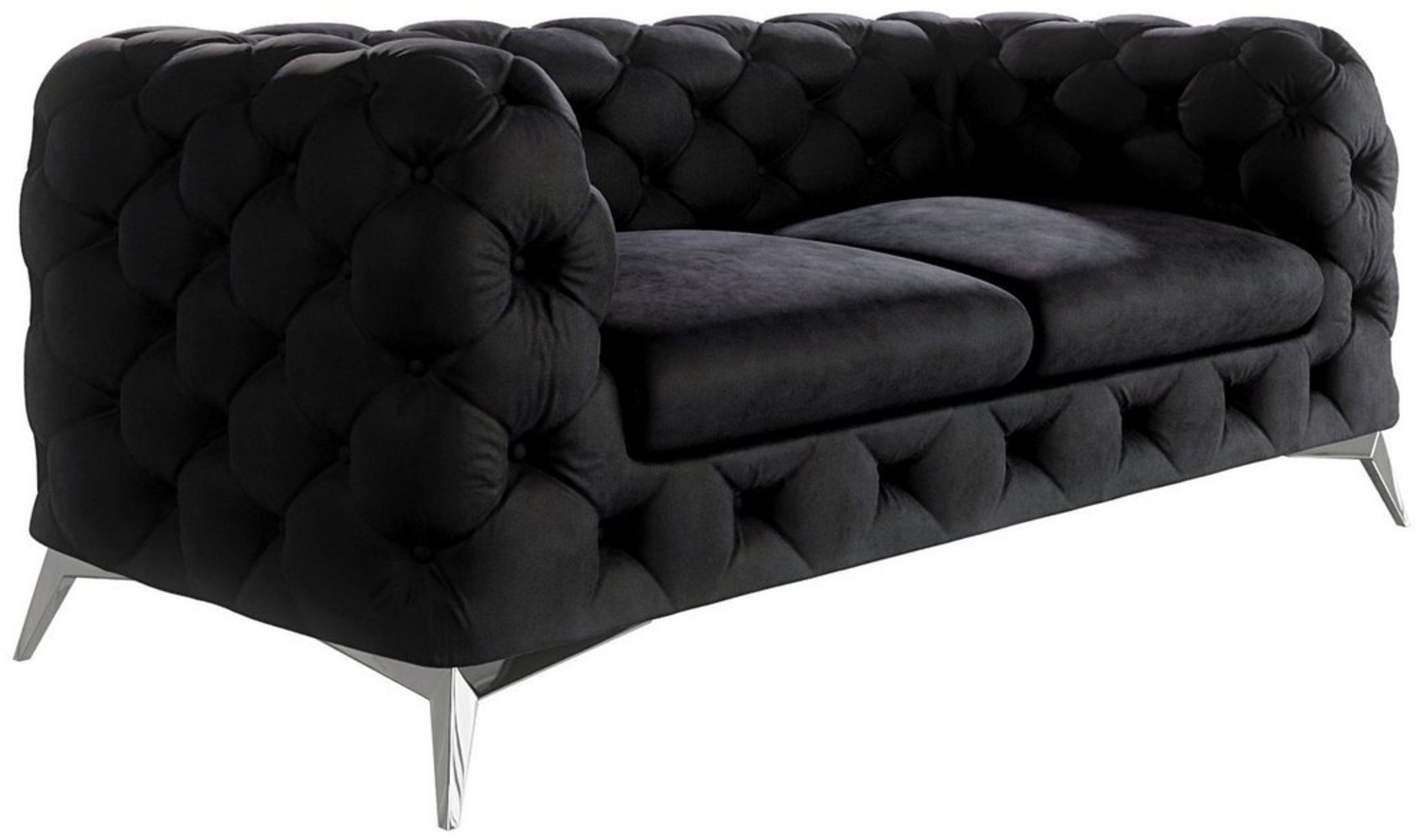 S-Style Möbel Chesterfield-Sofa 2-Sitzer Kalina mit Silber Metall Füßen, mit Wellenfederung Bild 1