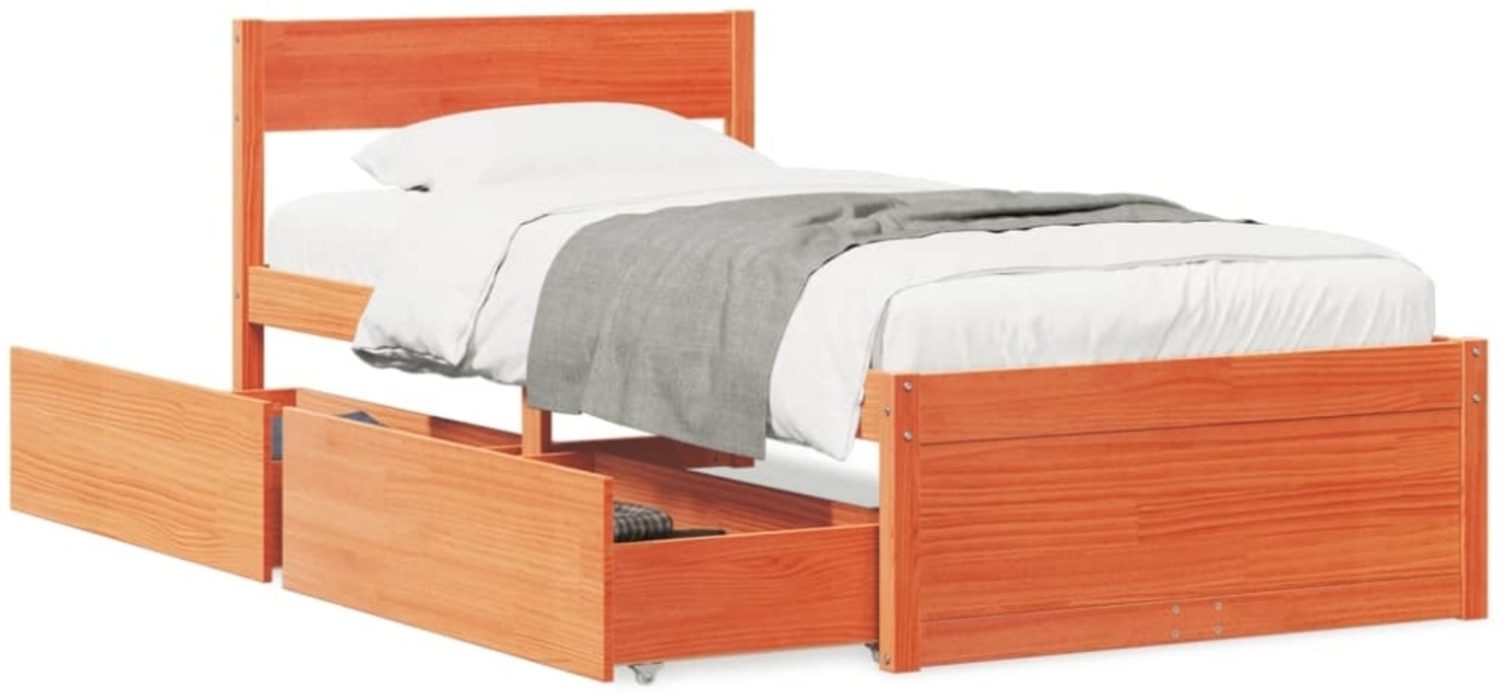 vidaXL Massivholzbett ohne Matratze Wachsbraun 75x190 cm Kiefernholz 846809 Bild 1