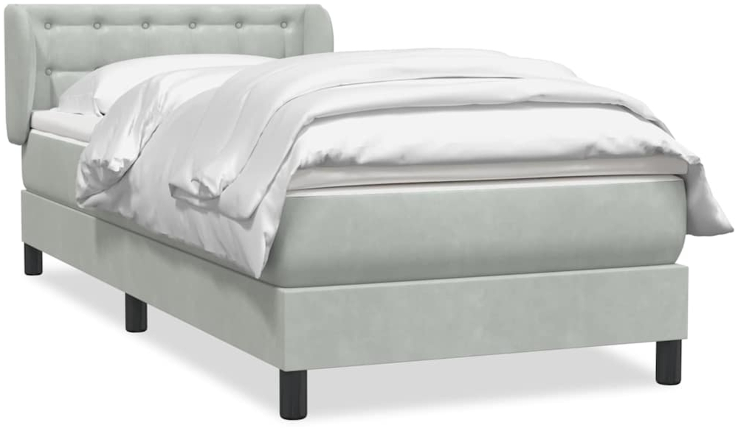 vidaXL Boxspringbett mit Matratze Hellgrau 90x210 cm Samt 3317847 Bild 1