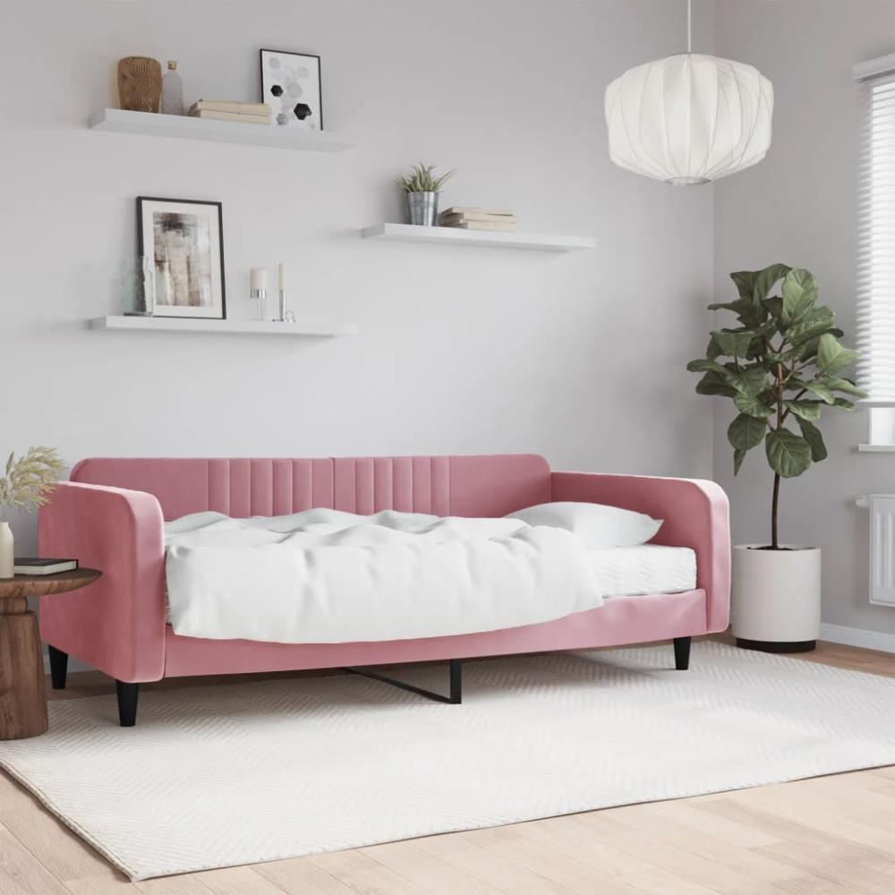 vidaXL Tagesbett mit Matratze Rosa 100x200 cm Samt Bild 1