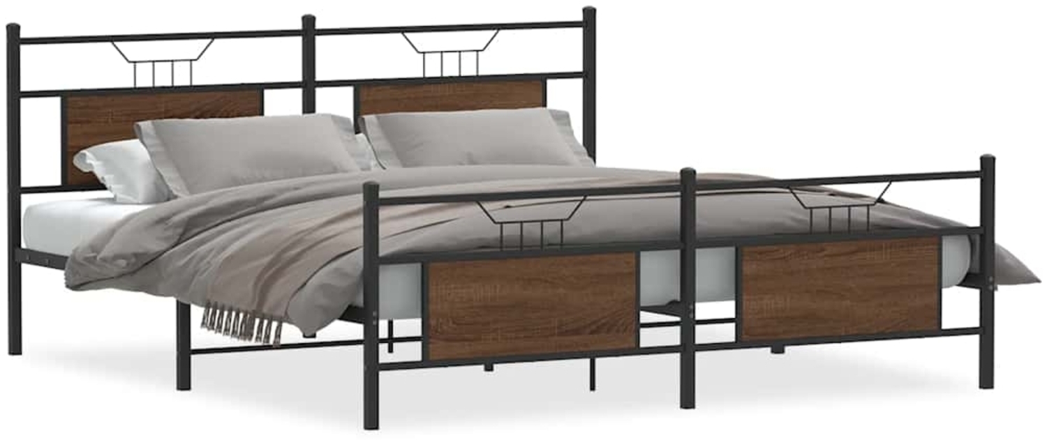 vidaXL Metallbett ohne Matratze Braun Eichen-Optik 160x200 cm 3325102 Bild 1
