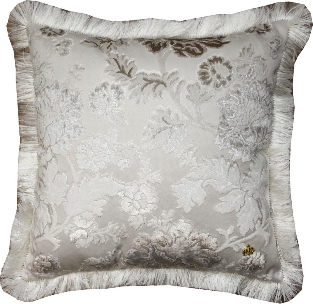 Luxus Kissen Pompöös by Casa Padrino von Harald Glööckler Elegance Collection Barock Muster Creme / Creme 50 x 50 cm - Luxuskissen Bild 1