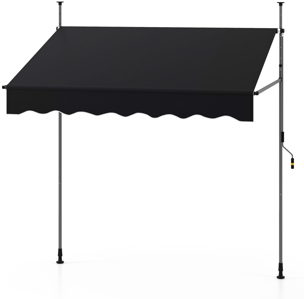 Klemmmarkise 200cm Balkonmarkise ohne Bohren mit Handkurbel Höhenverstellbar & UV-beständig 200 cm Schwarz Bild 1