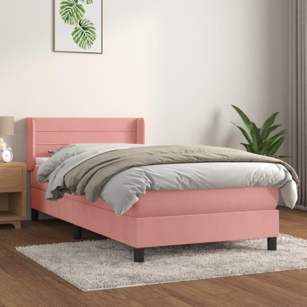 vidaXL Boxspringbett mit Matratze Rosa 90x190 cm Samt 3130996 Bild 1