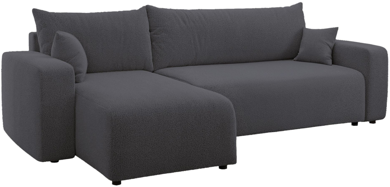 Selsey 'Pianoni' Ecksofa mit Schlaffunktion, Stauraum und Bouclé-Bezug, dunkelgrau, 83 x 244 x 140 cm Bild 1