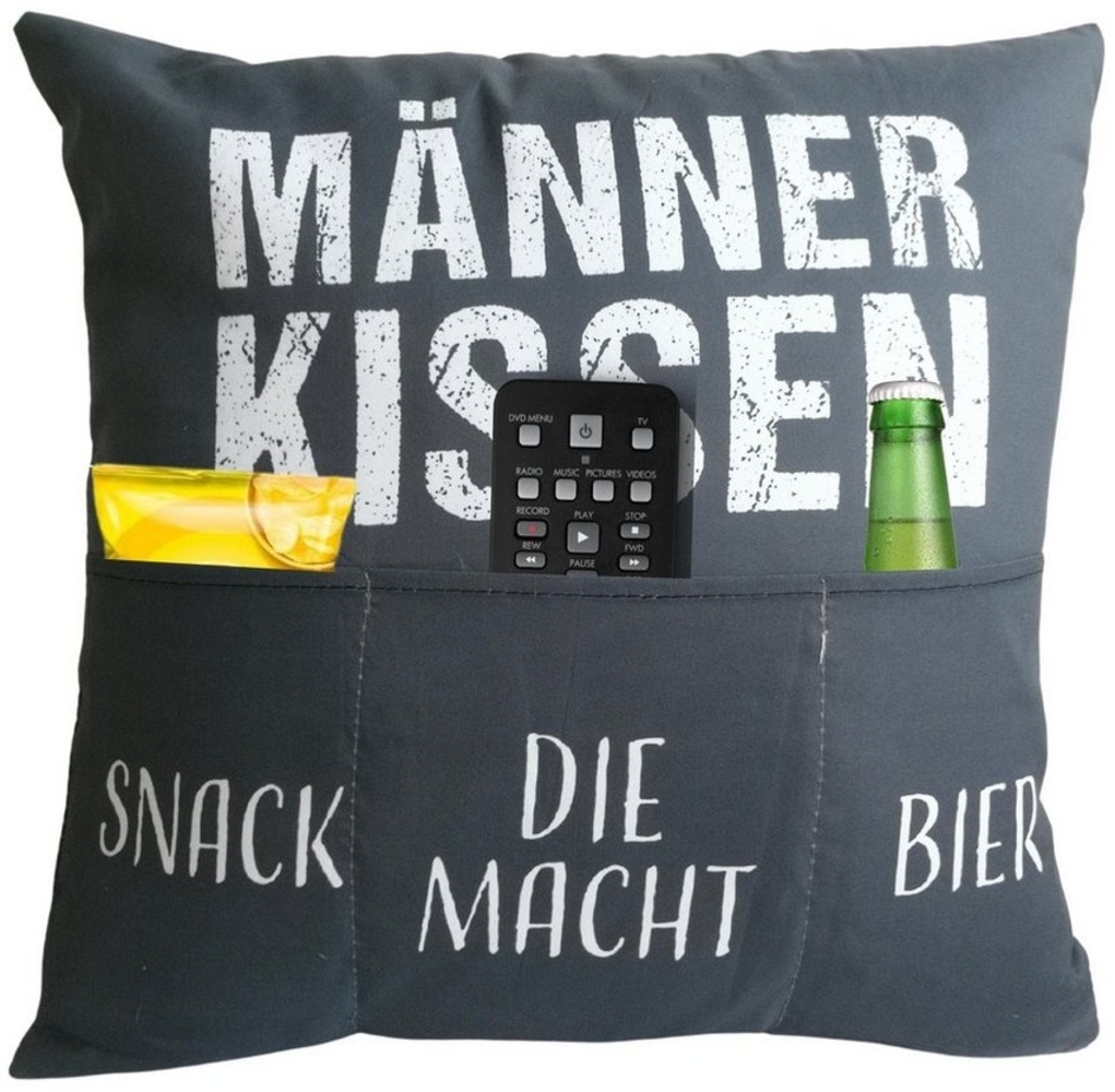 Bada Bing Dekokissen Männerkissen Kissen für Männer mit Taschen originelles Geschenk, mit 3 Taschen zum befüllen Bild 1