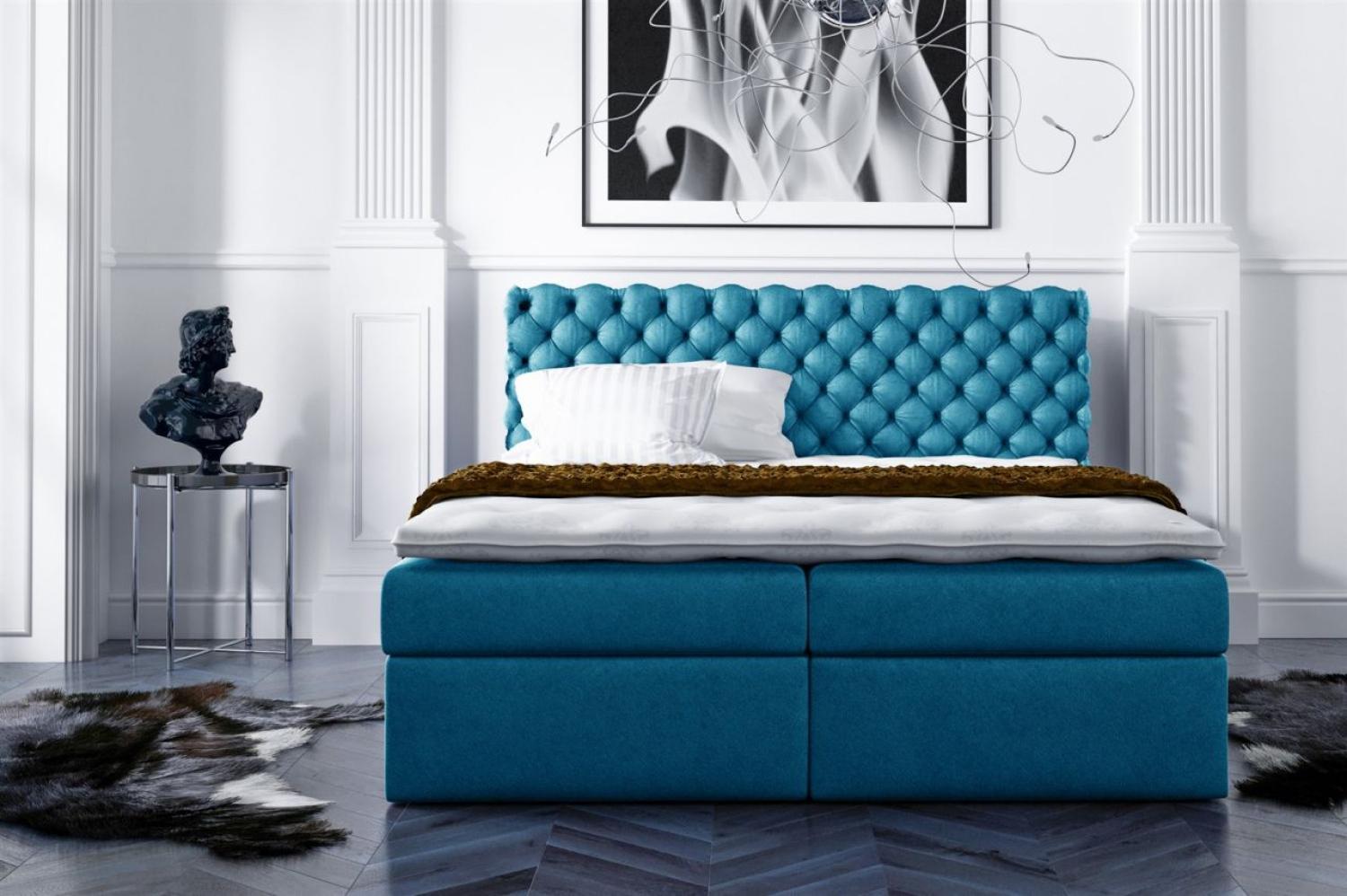 Boxspringbett PARINI 160x200 cm Blau Bild 1