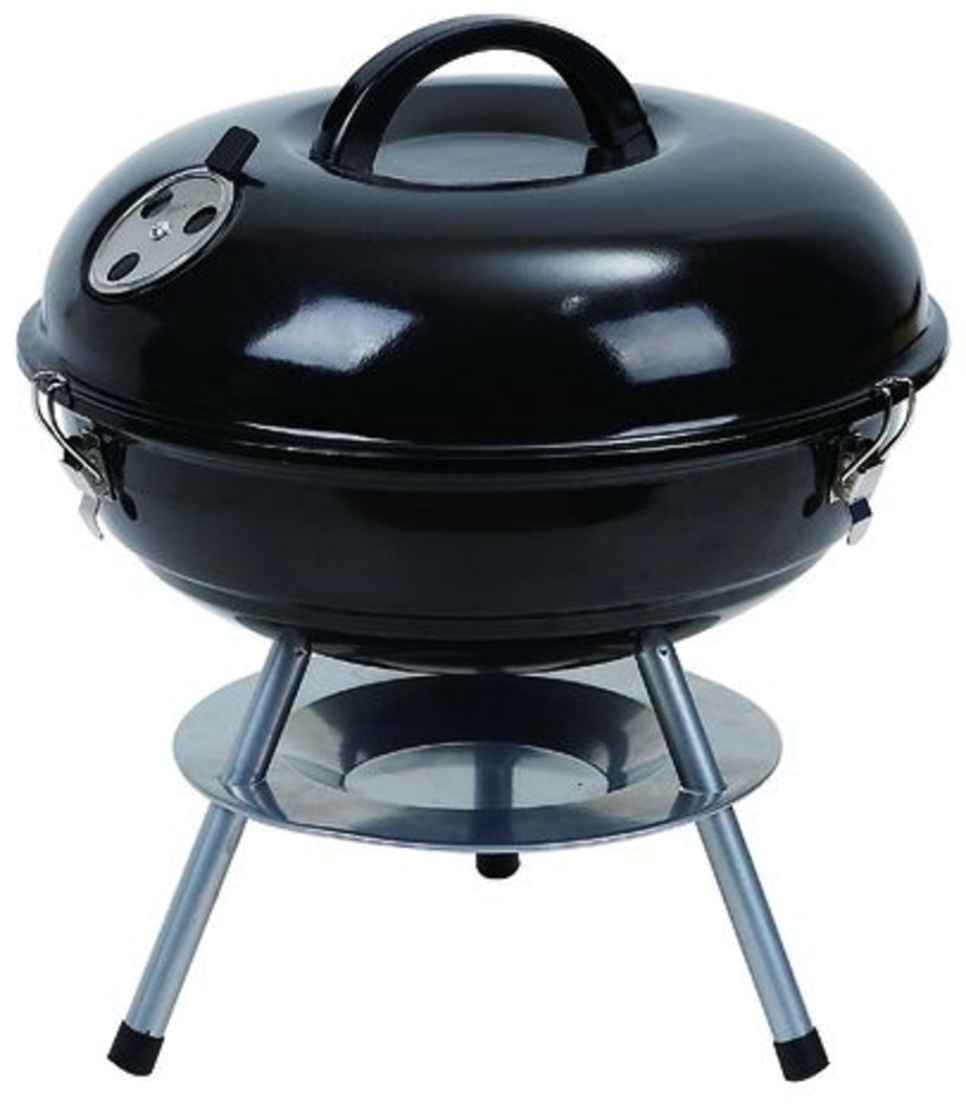 TrendLine Kugelgrill Holzkohlegrill Kohlegrill einstellbare Luftzufuhr, Schwarz, 34cm Bild 1