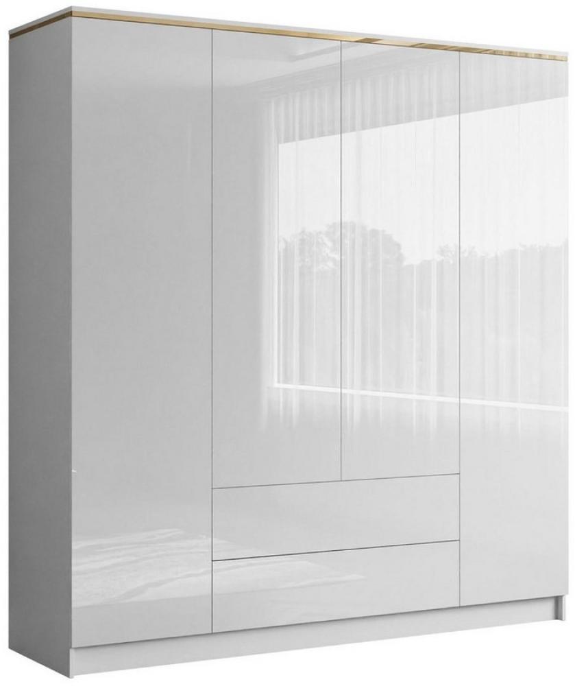 Lookway Kleiderschrank AURORA 4D2S in Weiß hochglanz mit Schubleden Breite: 200 cm Bild 1