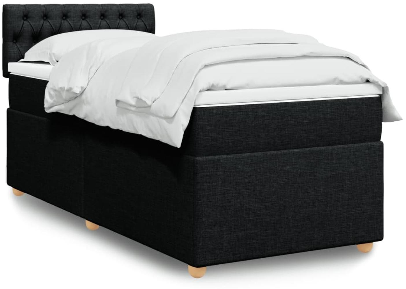 vidaXL Boxspringbett mit Matratze Schwarz 90x190 cm Stoff 3288844 Bild 1