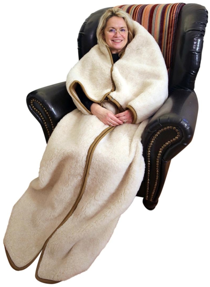 TV Decke aus Merinowolle Beige 160x200 Bild 1