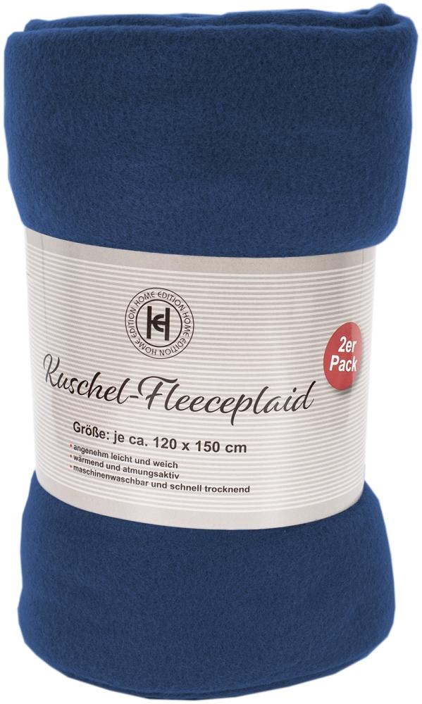 2er Fleece Wohndecke Kuscheldecke Wolldecke 120x150cm Blau Bild 1