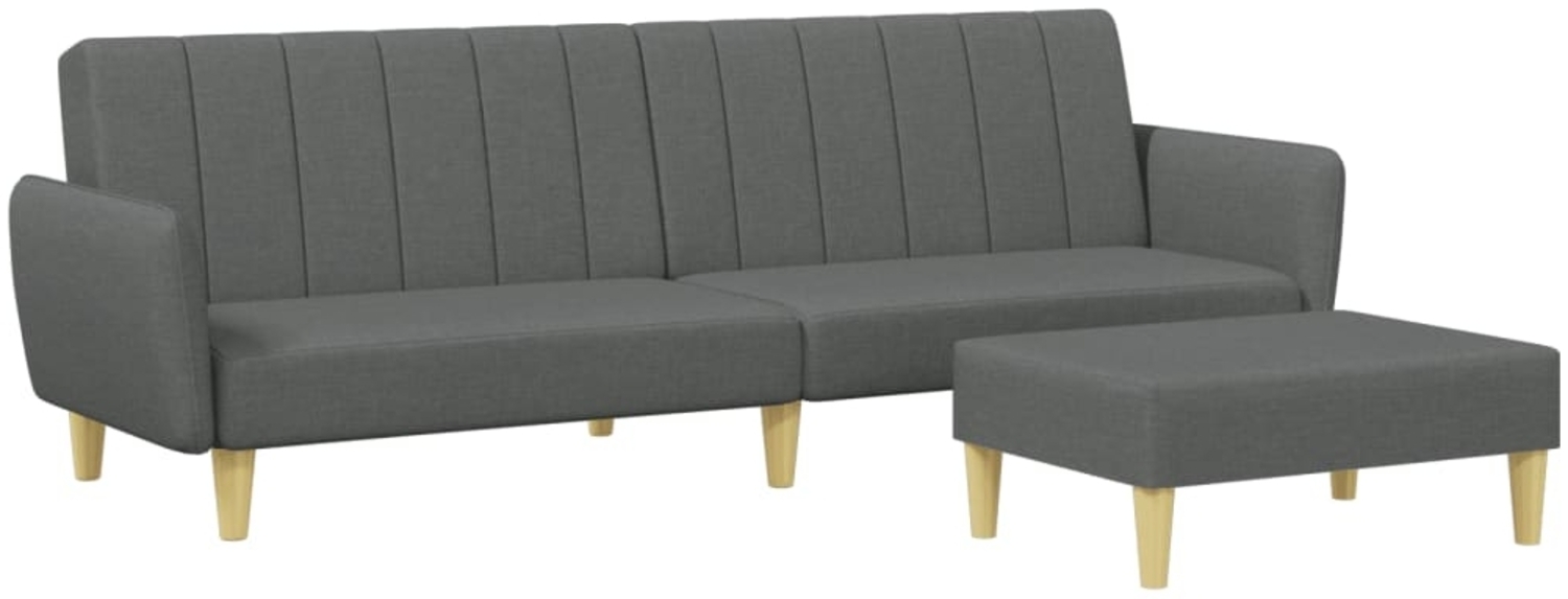 vidaXL Schlafsofa 2-Sitzer mit Fußhocker Dunkelgrau Stoff 3216247 Bild 1