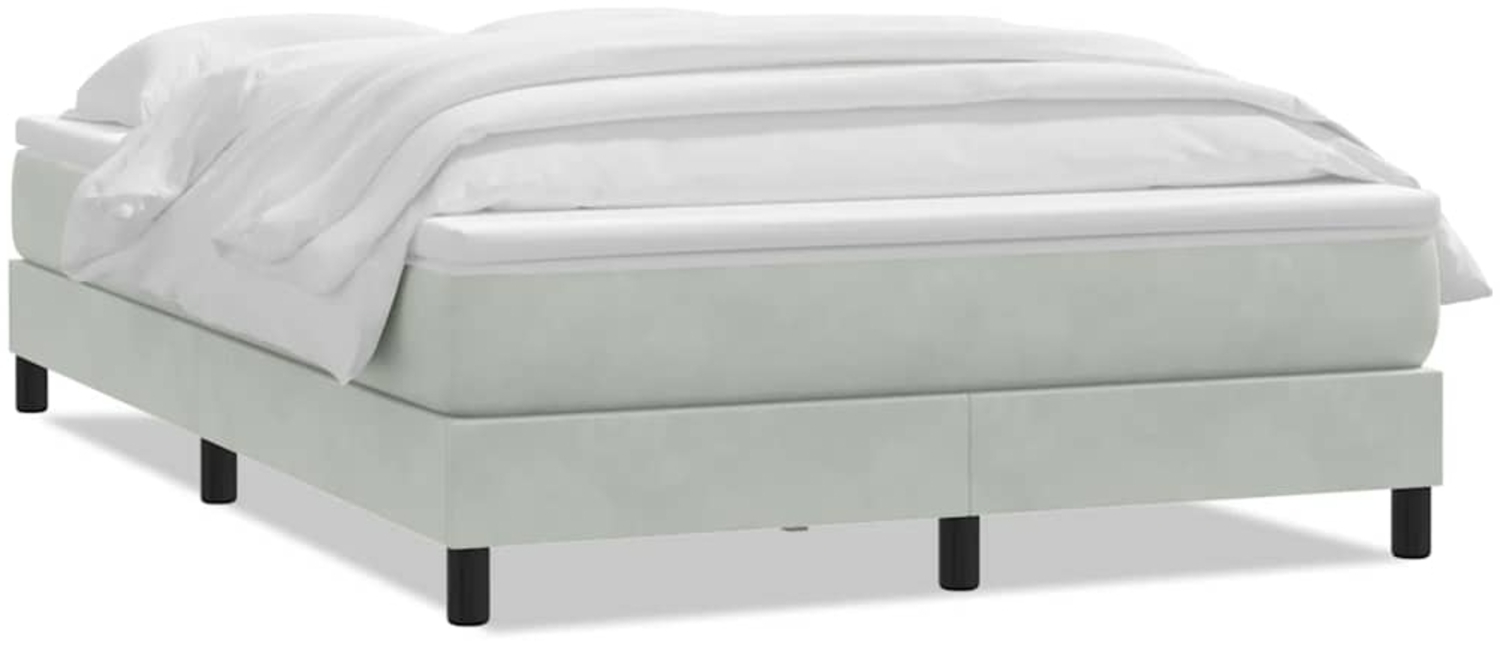 vidaXL Boxspringbett mit Matratze Hellgrau 140x210 cm Samt 3315921 Bild 1