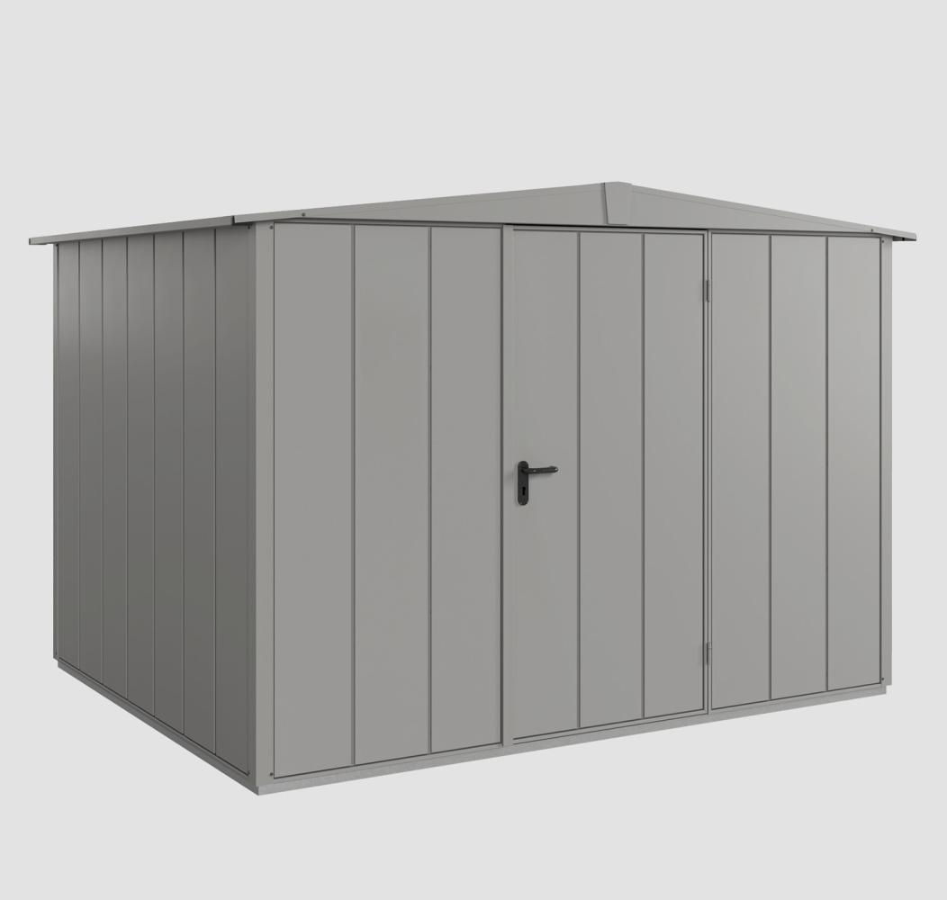 Hörmann Ecostar Metall-Gerätehaus Elegant mit Satteldach Typ 3, 238 x 303 cm , graualuminium, 7,2 m²,1-flüglige Tür Bild 1