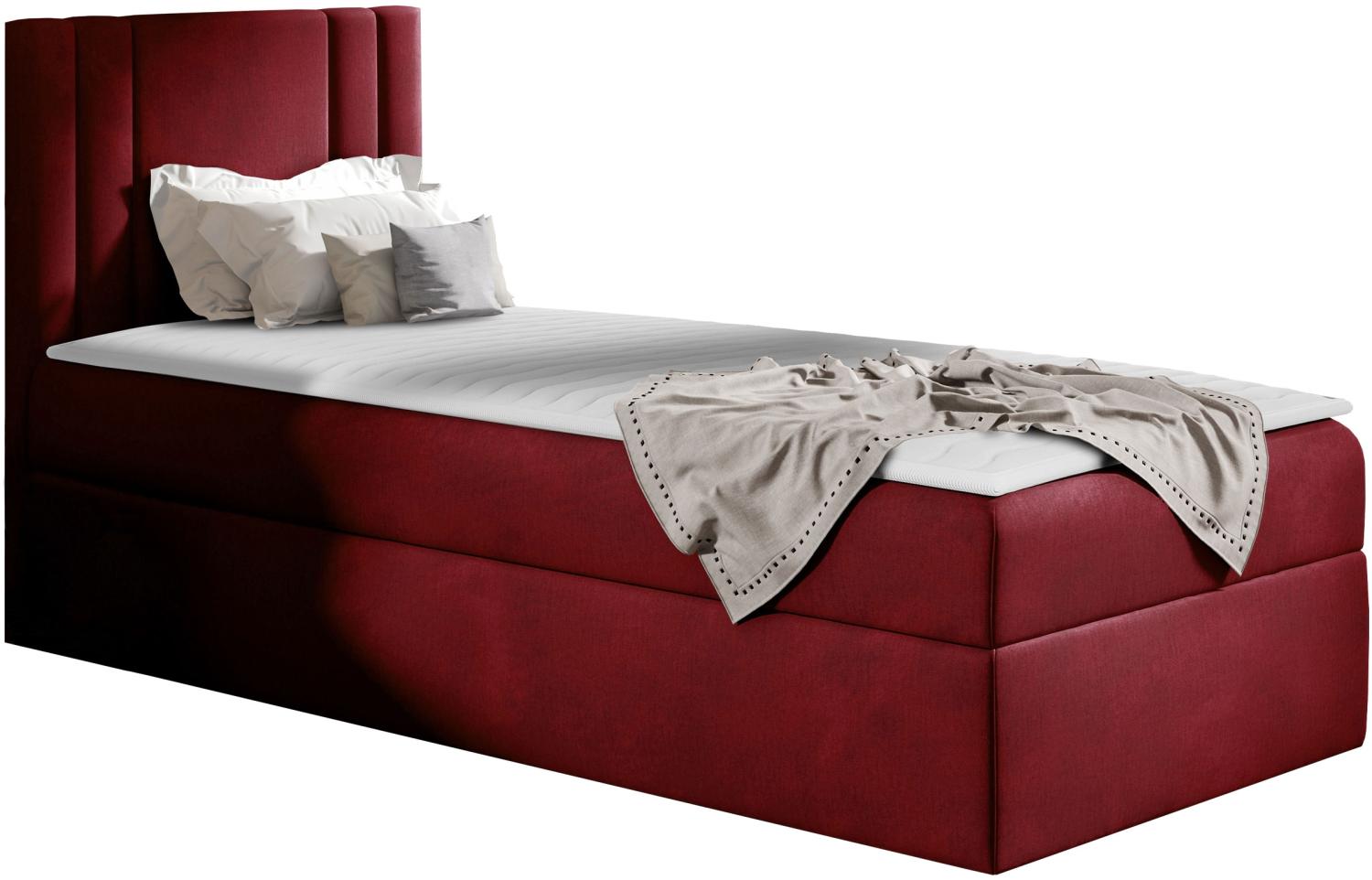 Boxspringbett 'Harlon Mini' rechts,  rot 90 x 200 cm Bild 1