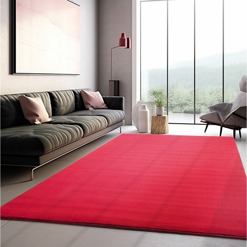 SIMPEX24 Teppich Unicolor - Einfarbig, Läufer, Höhe: 7 mm, Kurzflor Rund Teppich Anti Rutsch Rückseite Waschbar Flauschiger Bild 1