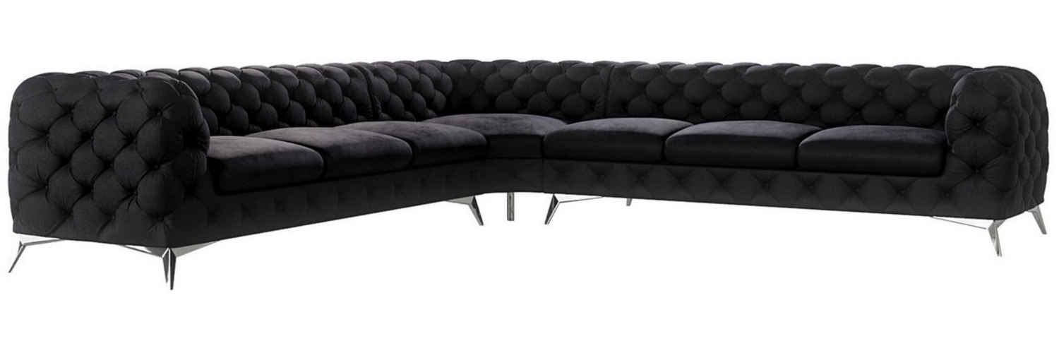 S-Style Möbel Ecksofa Chesterfield Ecksofa Kalina mit Silber Metall Füßen, mit Wellenfederung Bild 1