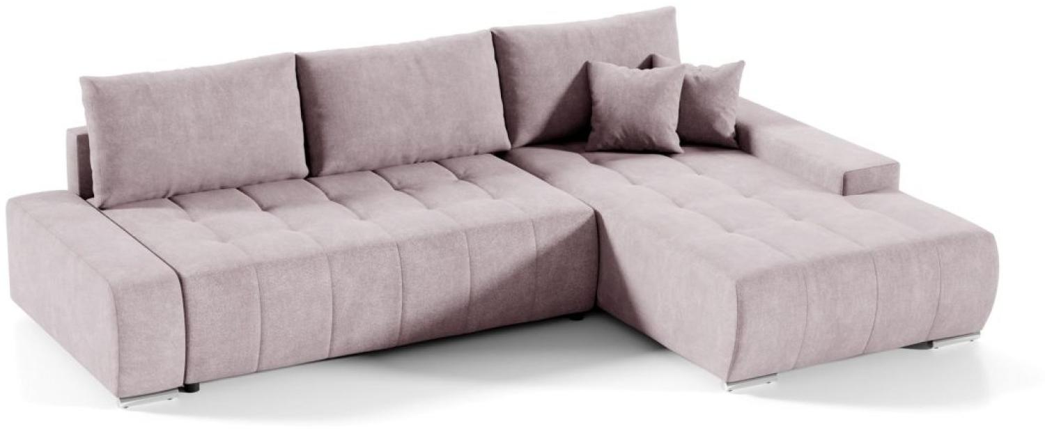 Ecksofa Sofa mit Schlaffunktion VOGAR Stoff Aston Blush Ottomane Rechts Bild 1