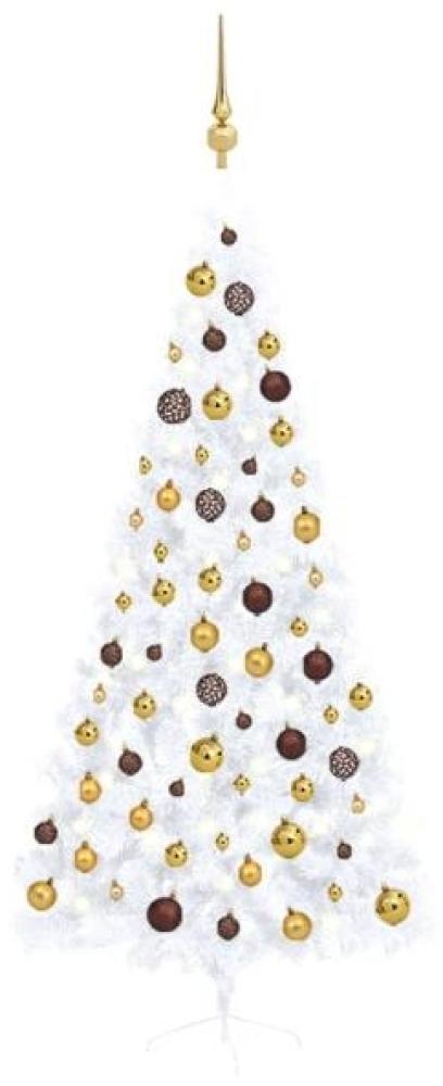 vidaXL Künstlicher Halb-Weihnachtsbaum Beleuchtung Kugeln Weiß 210 cm 3077485 Bild 1