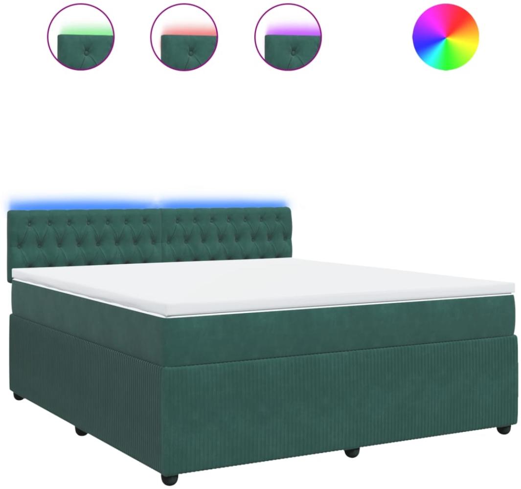vidaXL Boxspringbett mit Matratze Dunkelgrün 180x200 cm Samt 3290115 Bild 1