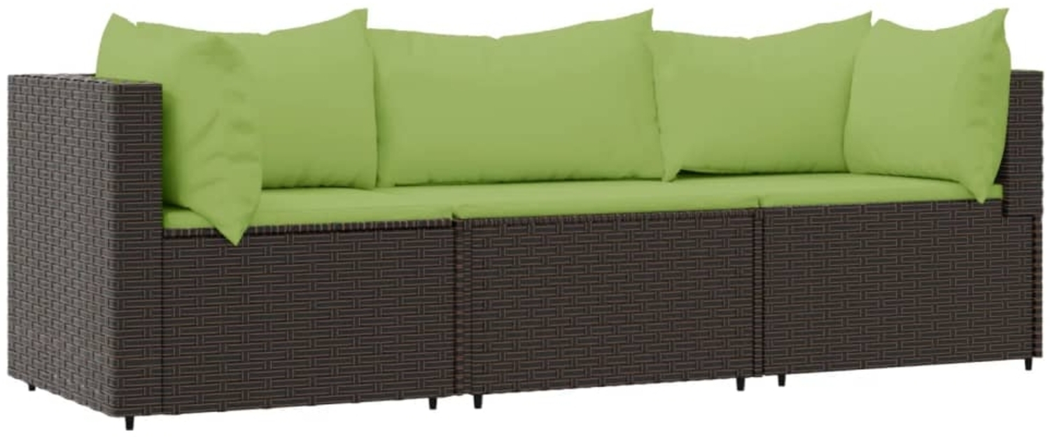 vidaXL 3-tlg. Garten-Lounge-Set mit Kissen Braun Poly Rattan 319830 Bild 1