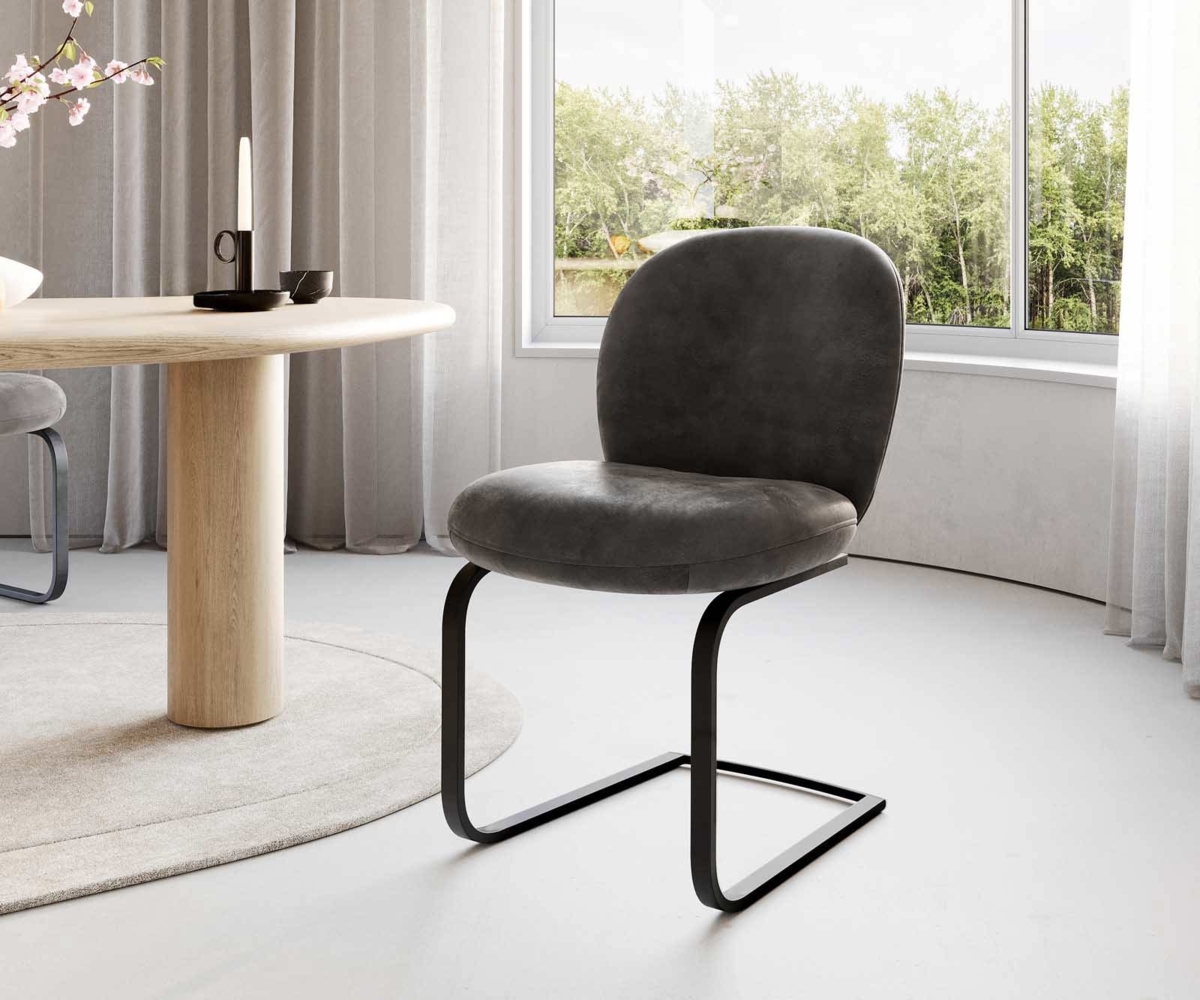 Freischwinger Nube-Flex Mikrofaser Anthrazit Vintage Freischwinger flach Schwarz Taschenfederkern Bild 1