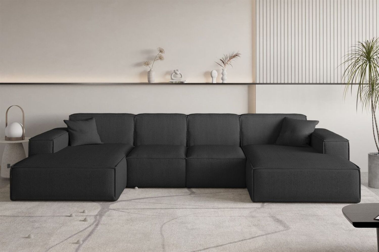 Wohnlandschaft Sofa U-Form CELES PREMIUM XS in Stoff Scala Schwarz Bild 1