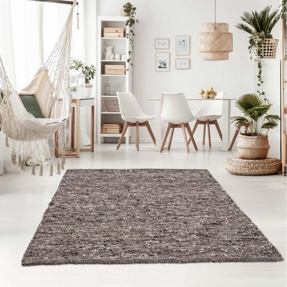 TaraCarpet Wollteppich TaraCarpet Handwebteppich Oslo, rechteckig, Höhe: 10 mm, Schurwolle Handgewebt grau multi Wohnzimmer Schlafzimmer 060x090 cm Bild 1