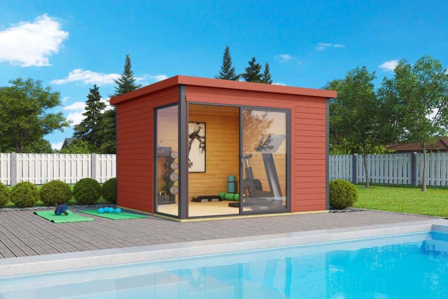 Lasita Maja Gartenhaus Domeo 1-4 Gartenhaus aus Holz in Rot Holzhaus mit 44 mm Wandstärke Blockbohlenhaus Bild 1