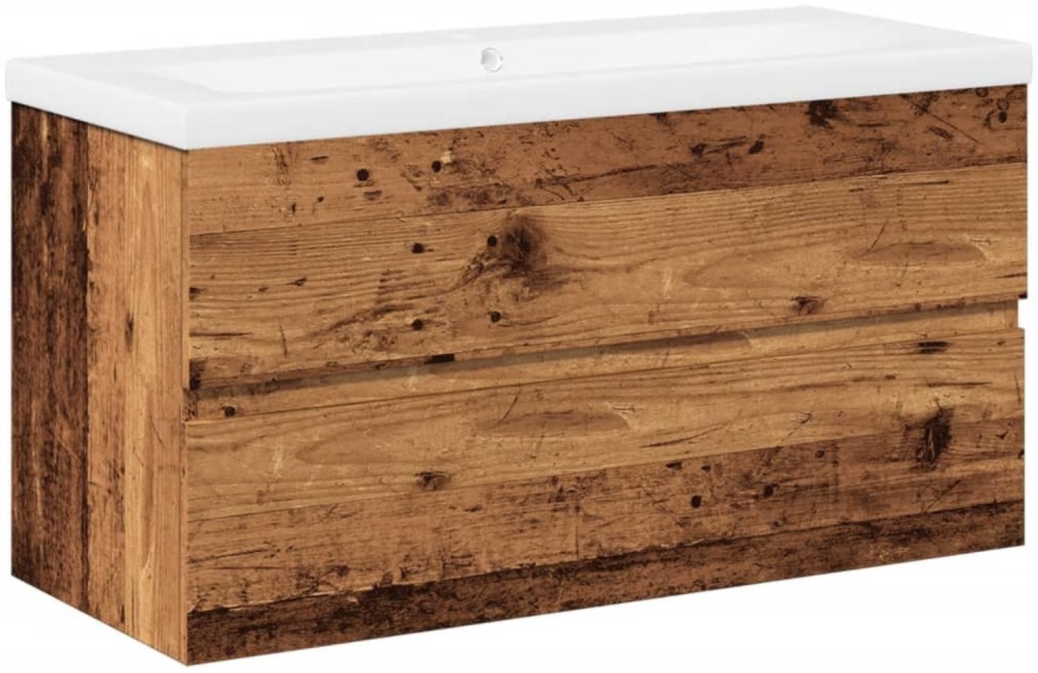vidaXL Waschbeckenunterschrank mit Einbaubecken Altholz-Optik 3328925 Bild 1