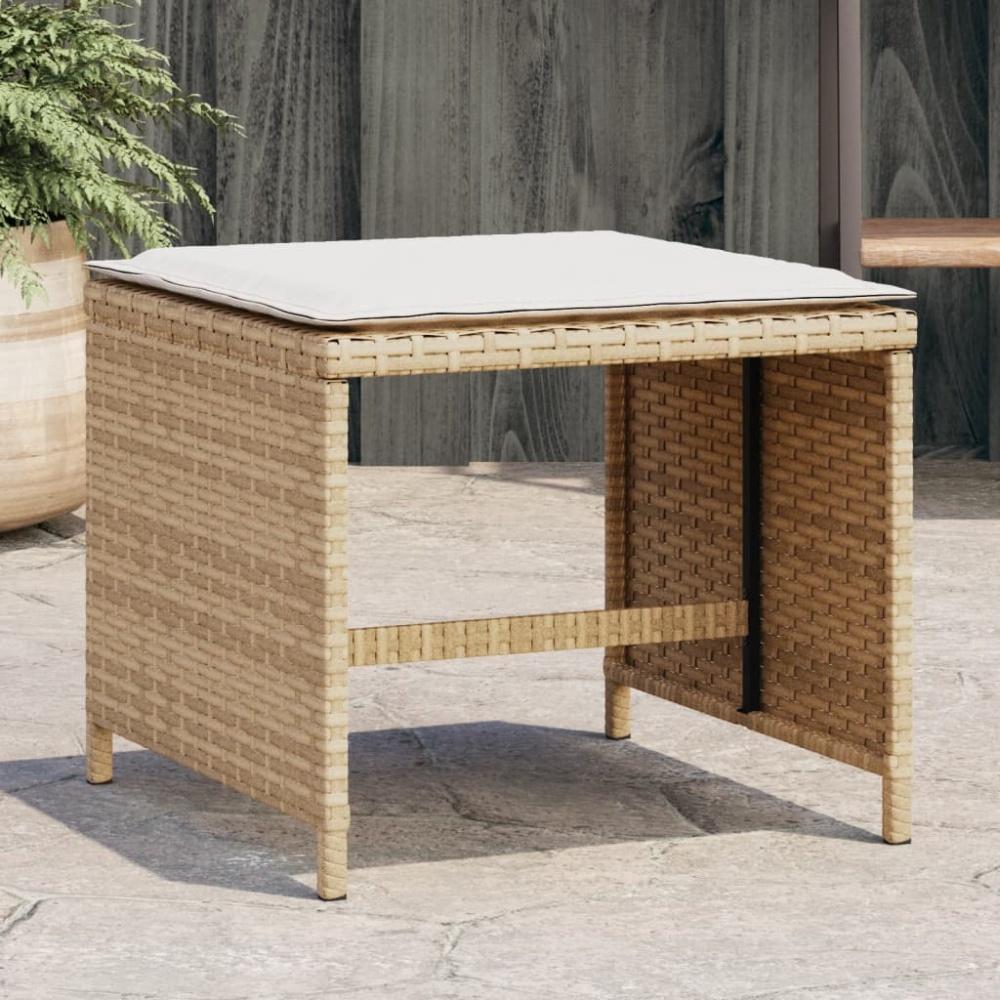 vidaXL Gartenhocker mit Kissen 4 Stk. Beige 41x41x36 cm Poly Rattan 365045 Bild 1