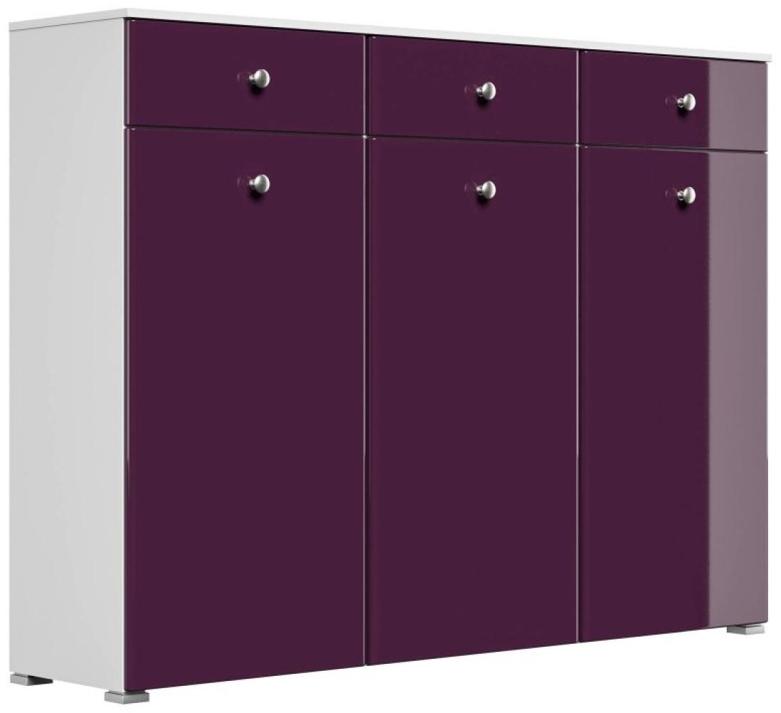Posseik Schrank Schuhkommode Charme 3 Türen 3 Schubladen 24 Paar 157x117 cm Brombeere Bild 1