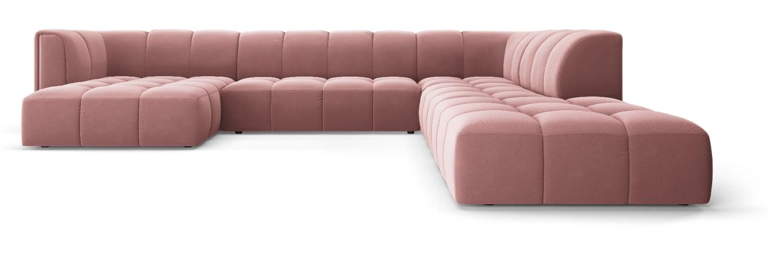 Micadoni Modulares Panorama Ecksofa Serena 7-Sitzer Samtstoff, Rosa, Rechts Bild 1