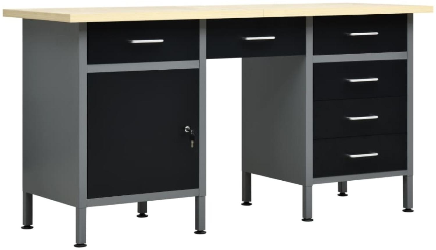 vidaXL Arbeitstisch Schwarz 160 x 60 x 85 cm Stahl 145347 Bild 1