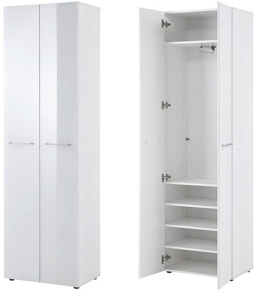 Garderobenschrank ORLANDO-01, Glasfront weiß, B x H x T ca. 59 x 197 x 40cm Bild 1