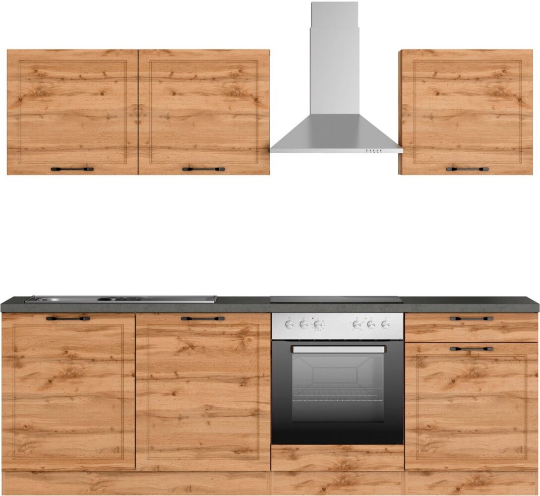 KOCHSTATION Küchenzeile KS-Lani, mit MDF-Fronten, Breite 240 cm, wahlweise mit E-Geräten, Höhen-Ausgleichsfüße 0-4 cm Bild 1